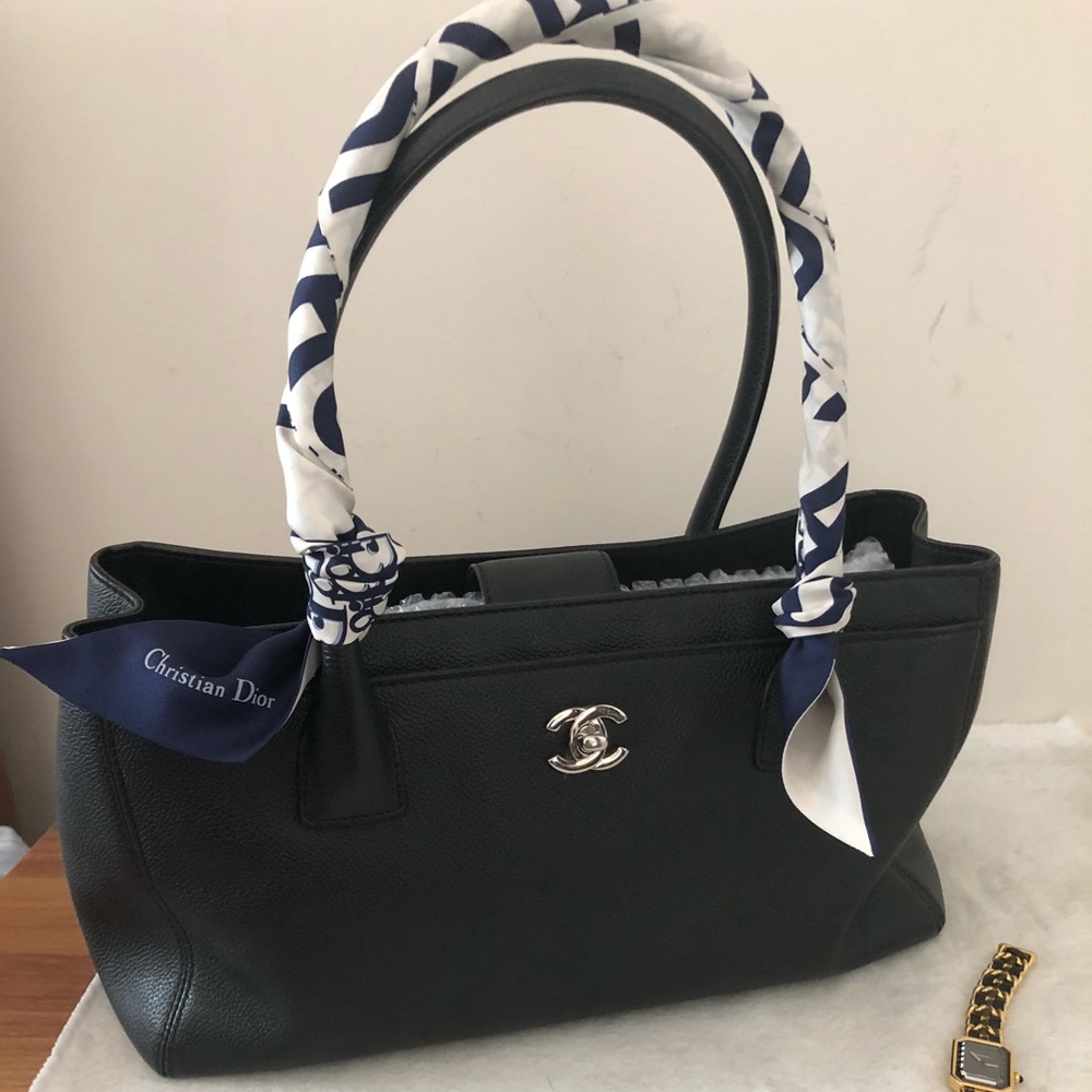 Authentic Chanel caviar leather tote